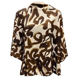 Blusa de crepé impresa marrón / beige de Dries Van Noten