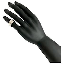 Hermes Ribbon Logo Punching Silver 925 Band Ring - Hermès