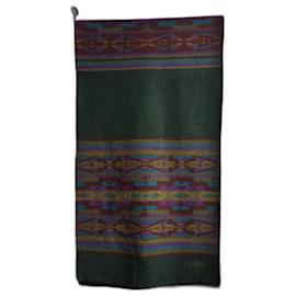 Écharpe Fendi Verte à Motifs Ethniques Multicolores