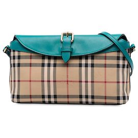 Borsa a tracolla Leah in tela rivestita con motivo Haymarket beige di Burberry