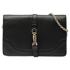 Borsa da sera Piston Broadway in pelle di vitello nera a grana Gucci