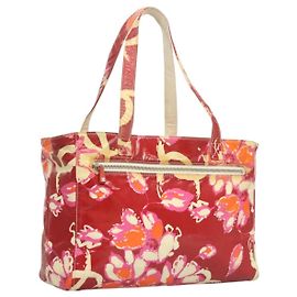 Borsa tote floreale vintage Chanel in pelle verniciata