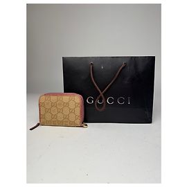Vintage Gucci Monogramm Kartenhalter Beige Rosa