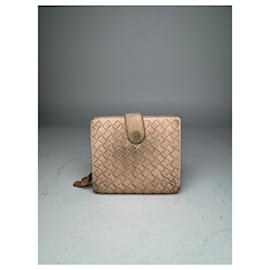 Carteira de couro Intrecciato Bottega Veneta vintage rosa