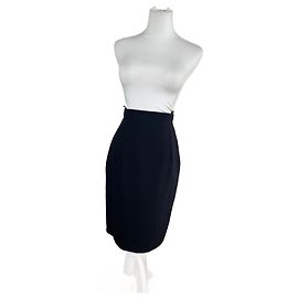 Falda de lana vintage Gianni Versace Navy 38/M