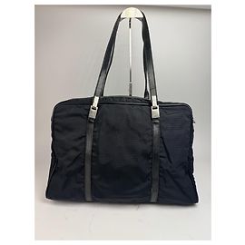 Vintage Gucci Polyester Leder Reisetasche / Wochenend schwarz