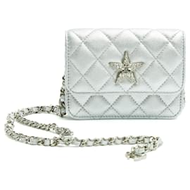 Chanel Pochette Cintura Classica in Pelle Stella Argento Mini Borsa in Scatola Nuova