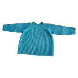 Oversized Pull Blau der Südsee Melange aus Wolle und Baumwolle Größe 36-38-40 - Autre Marque