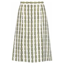 ¡Raro! Falda Horsebit de la antigua Celine por Phoebe Philo, monograma de logo, cadenas 2016, talla US 12 - Céline