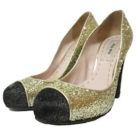 Pompes en poil de chèvre pailleté Miu Miu