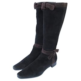 Prada Rips-Suede Lange Stiefel