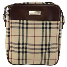 Borsa Messenger con Zip Burberry in Tela e Pelle Nova Check