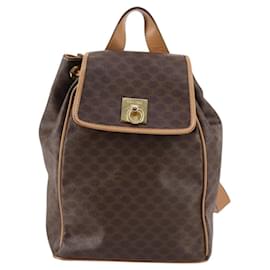 Vintage Rucksack mit Klappe und Kordelzug aus beschichtetem Canvas Macadam Celine - Céline