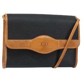 Borsa a spalla in pelle con logo CD vintage Christian Dior