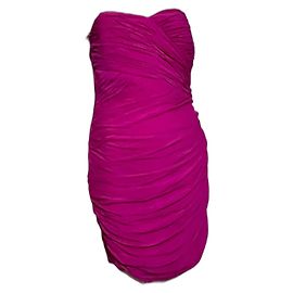 Marchesa Vestido de seda rosa sin tirantes