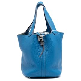 Hermès Picotin Lock 18 in Pelle Clemence Blu