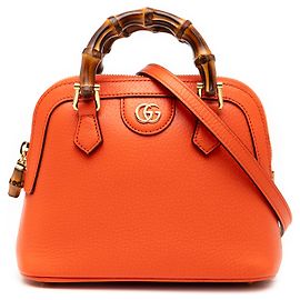Bolso de mano de piel de ternera naranja mini dólar Bamboo Diana de Gucci