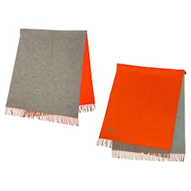 Stola reversibile in cashmere Hermès grigia e arancione