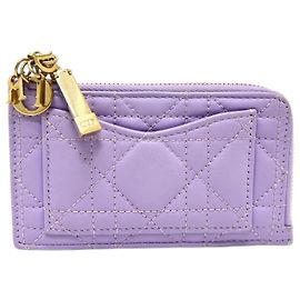 Estuche para tarjetas de visita de cuero púrpura Christian Dior