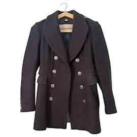 Burberry Brit Abrigo Burberry de lana azul marino de doble botonadura