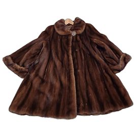 Autre Marque Abrigo de piel de visón marrón oscuro