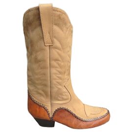 Stivali Tsumori Chisato in pelle e camoscio beige