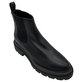 Santoni schwarze Leder Chelsea-Stiefel zum Hineinschlüpfen