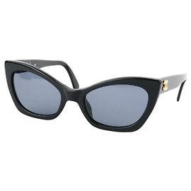 Chanel Gold CC Logo schwarze Cat Eye Sonnenbrille 01943