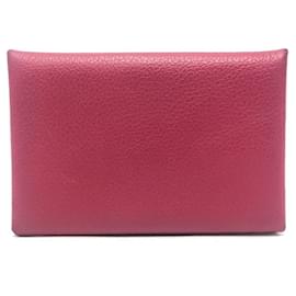 Étui à cartes de visite en cuir Evercalf rose Hermes - Hermès