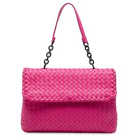 Borsa a Spalla Bottega Veneta Olimpia in Nappa Intrecciato Rosa Medio