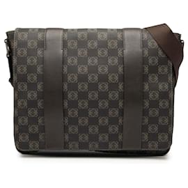 LOEWE Borsa a tracolla in tela rivestita con motivo Anagram marrone