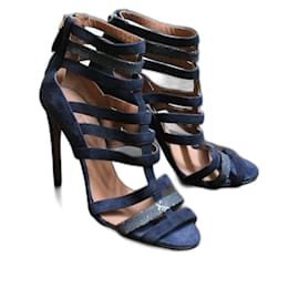 Décolleté in pelle blu Alaïa con scatola taglia 39