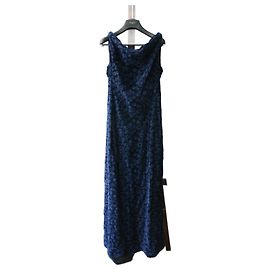 Abito lungo in velluto blu navy Alaïa taglia 38 europea nuovo con etichetta
