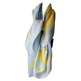 Dior foulard in seta blu e giallo