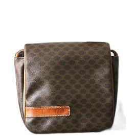 Céline sac à main à rabat en toile et cuir marron à motif triomphe