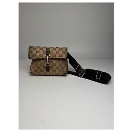 Borsa a tracolla vintage Gucci monogramma beige marrone