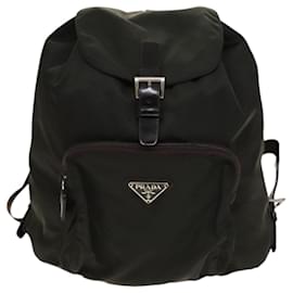 Prada Black Tessuto Drawstring Backpack Leather Pony-style