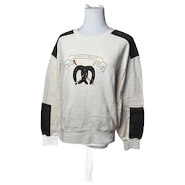 Suéter vintage de lã e couro Courrèges bege marrom M - Courreges
