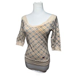 Suéter corto de manga corta Burberry Nova Check vintage beige M
