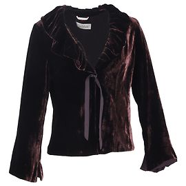 Blazer in velluto bordeaux con colletto arricciato e fiocco Max Mara