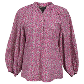 Langärmlige Bluse aus rosa Baumwolle mit floralem Druck von Maje