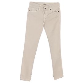 Jeans a gamba dritta a vita media in cotone beige di Bottega Veneta