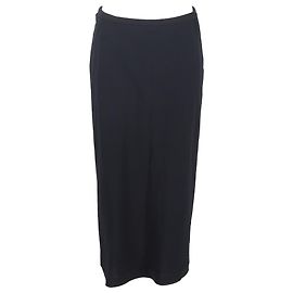 Schwarze Woll-Midi-Rock mit Schlitz hinten von Max Mara