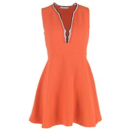 Vestido Mini con Escote Profundo Sandro en Poliéster Naranja