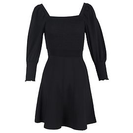 Sandro Ornela Smocked Mini Dress in Black Viscose