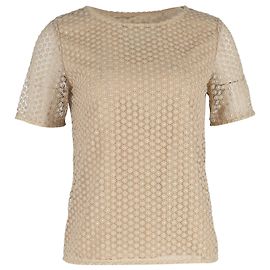 Blusa a maniche corte in pizzo Brylee di Diane Von Furstenberg in poliestere dorato