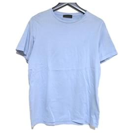 T-shirt in cotone ricamato con logo sul petto Prada