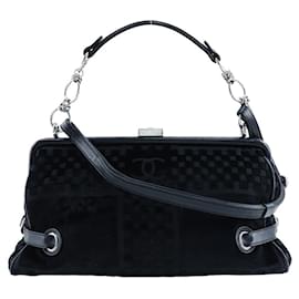 Borsa a mano Chanel Vintage CC con cintura laterale in velluto goffrato a quadri media