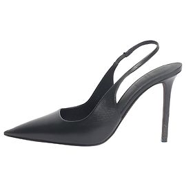 Brunello Cucinelli Scarpe con tacco a punta in pelle nera con cinturino posteriore - taglia EU 38 (UK 5)