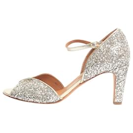 Silberne Pailletten-Peeptoe-Absätze - Größe EU 40 - Autre Marque